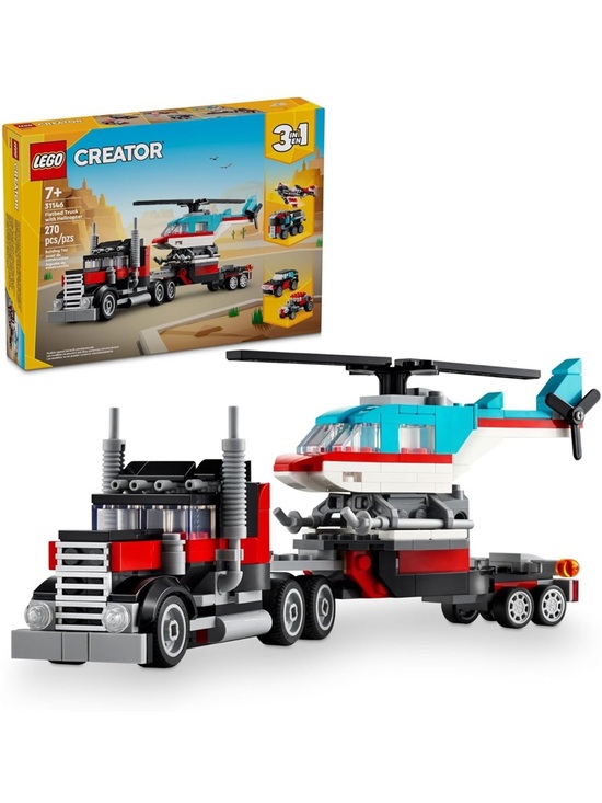 Lego Other - LEGO Creator 3 in 1 Flatbed Truck with Helicopter Toy, Transforms from Flatbed